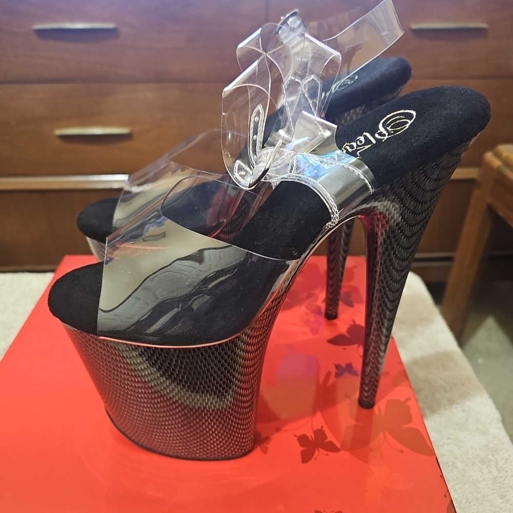 Pleaser 8" Clear Platform Heels Sz10Us